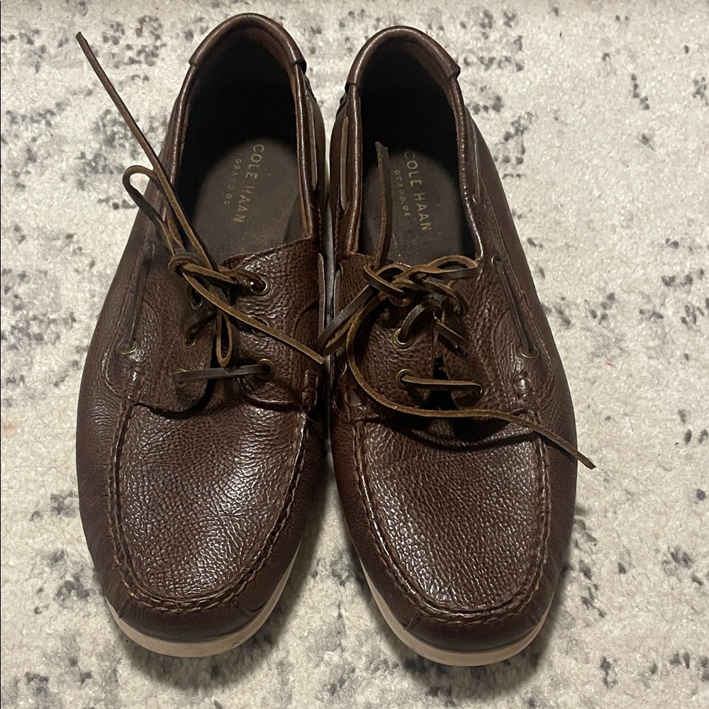 Cole Haan Harpswell brown leather boat shoes size 10.5 C28865 ·